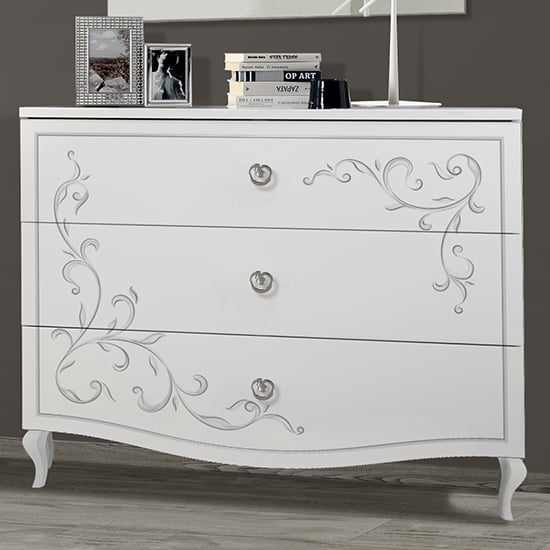 Product photograph of Sialkot Wooden Chest Of 3 Drawers In White from Furniture in Fashion