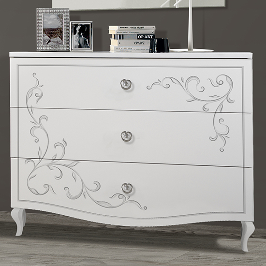 Sialkot Wooden Chest Of 3 Drawers In White thumbnail