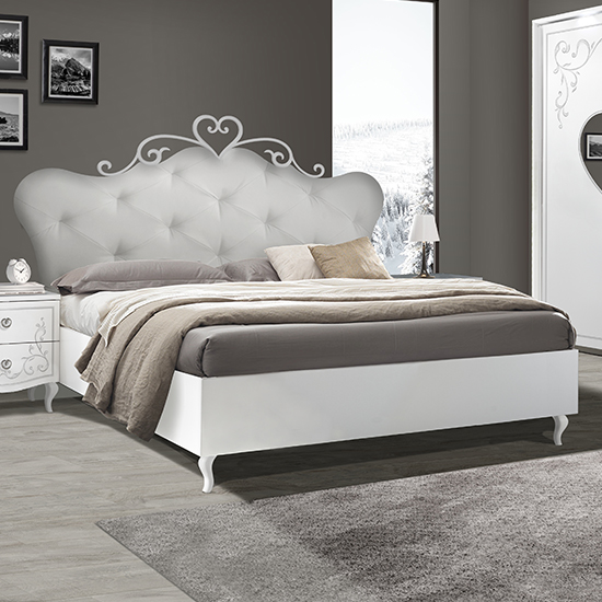 Photo of Sialkot wooden king size bed in white
