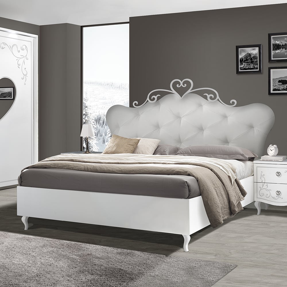 Read more about Sialkot wooden super king size bed in serigraphy white