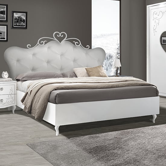 Read more about Sialkot wooden super king size bed in white