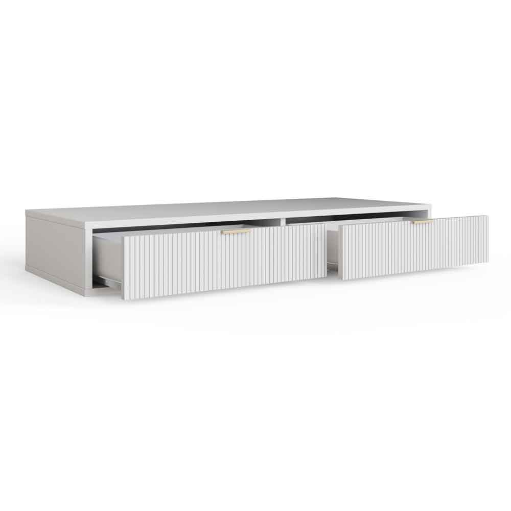 Siara Wooden Wall Mounted Dressing Table with 2 Drawers in White