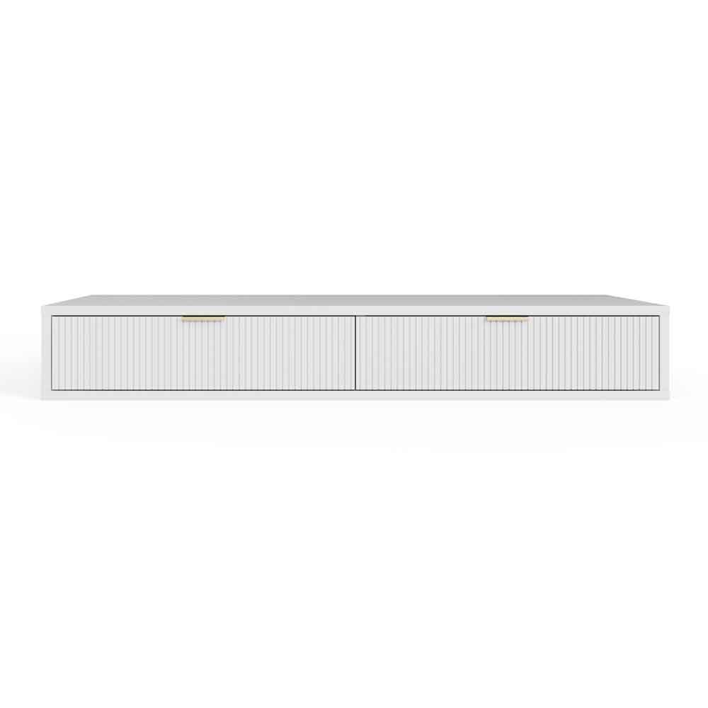 Siara Wooden Wall Mounted Dressing Table with 2 Drawers in White