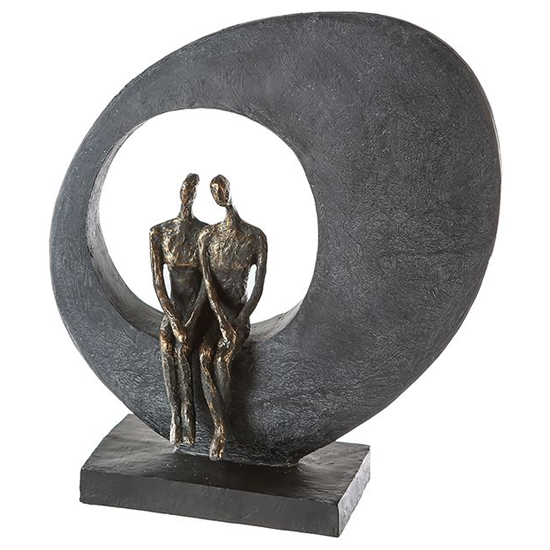 Read more about Side by side poly design sculpture in burnished bronze and grey