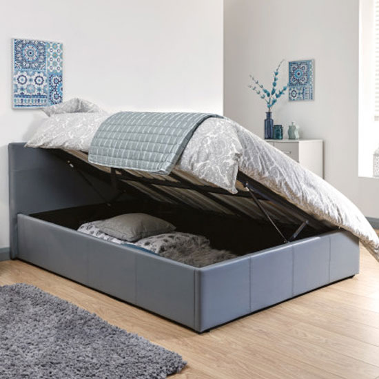 Stilton Faux Leather King Size Bed In Grey_2