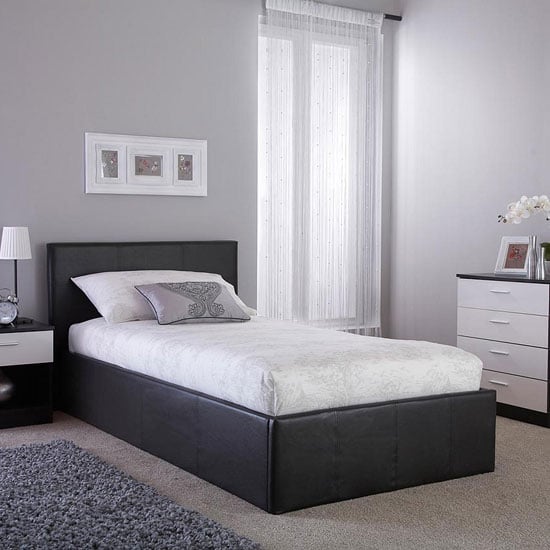 Read more about Stilton faux leather single bed in black