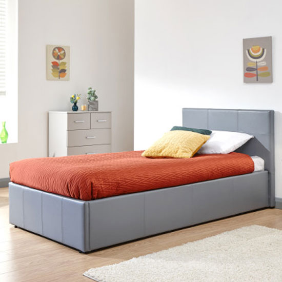 Product photograph of Stilton Faux Leather Single Bed In Grey from Furniture in Fashion