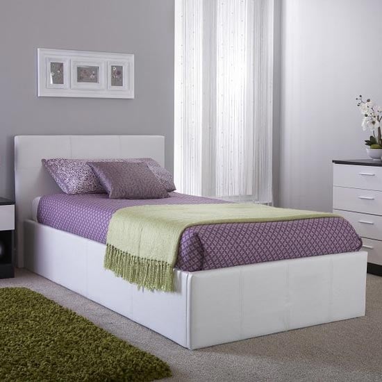 Photo of Stilton faux leather single bed in white