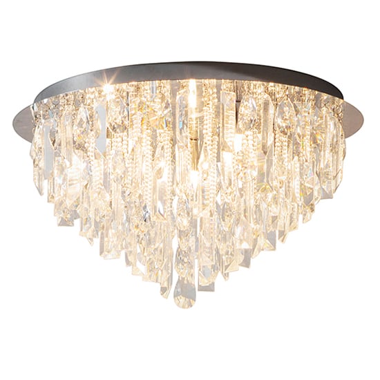 Product photograph of Siena 5 Lights Clear Crystals Flush Ceiling Light In Chrome from Furniture in Fashion
