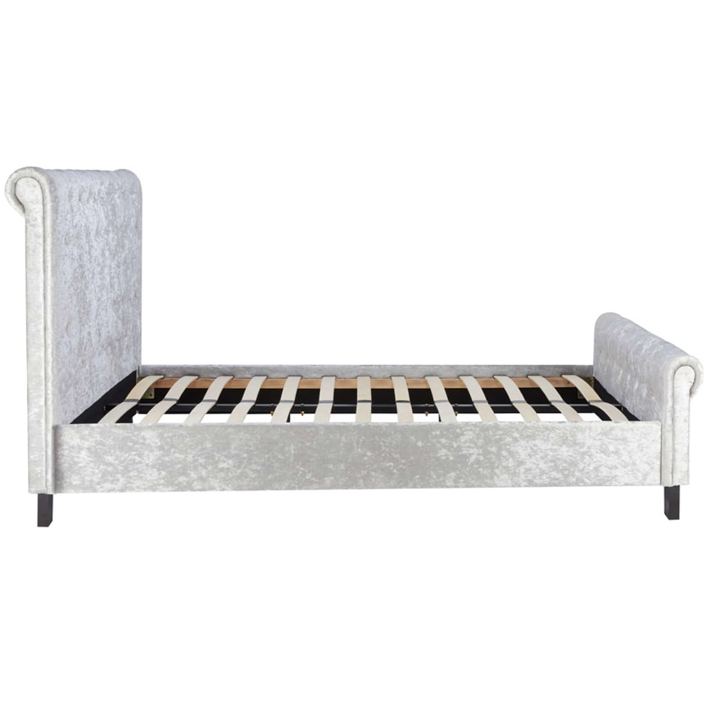 Siena Fabric King Size Bed In Steel Crushed Velvet