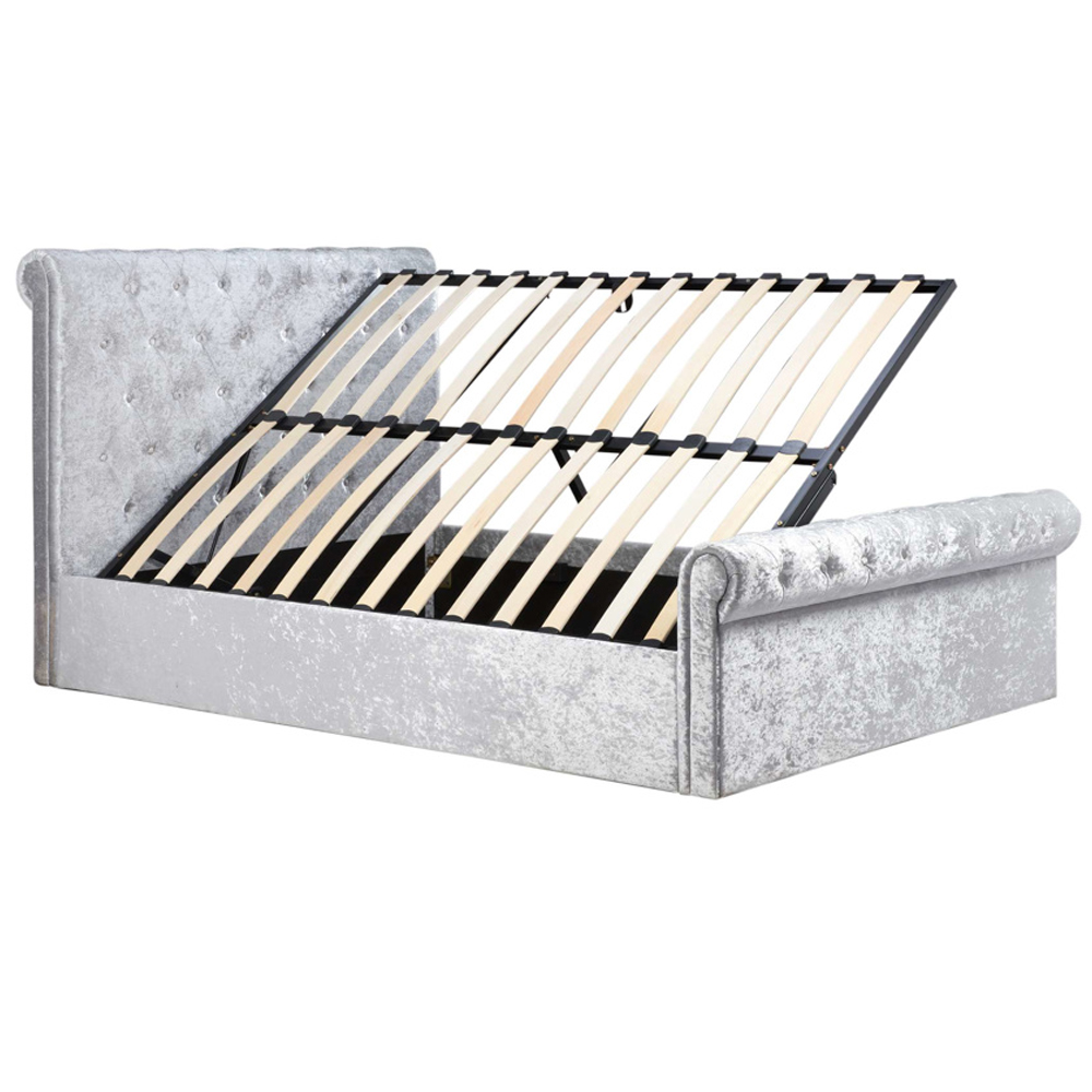 Siena Fabric Ottoman Storage Double Bed In Crushed Velvet
