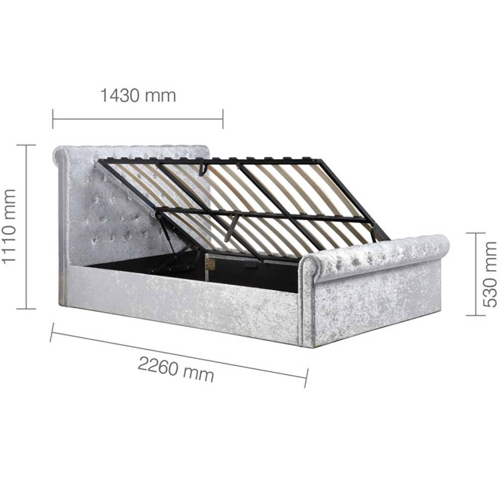 Siena Fabric Ottoman Storage Double Bed In Crushed Velvet