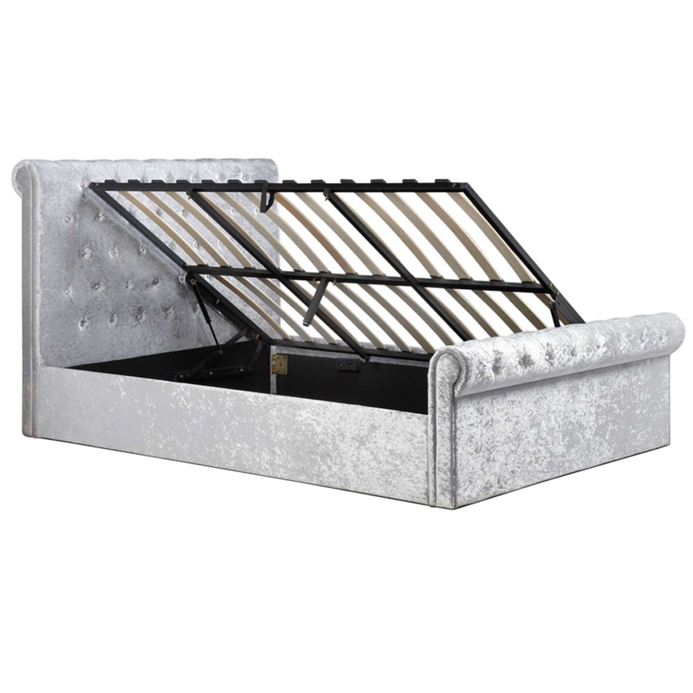 Siena Fabric Ottoman Storage Small Double Bed In Crushed Velvet