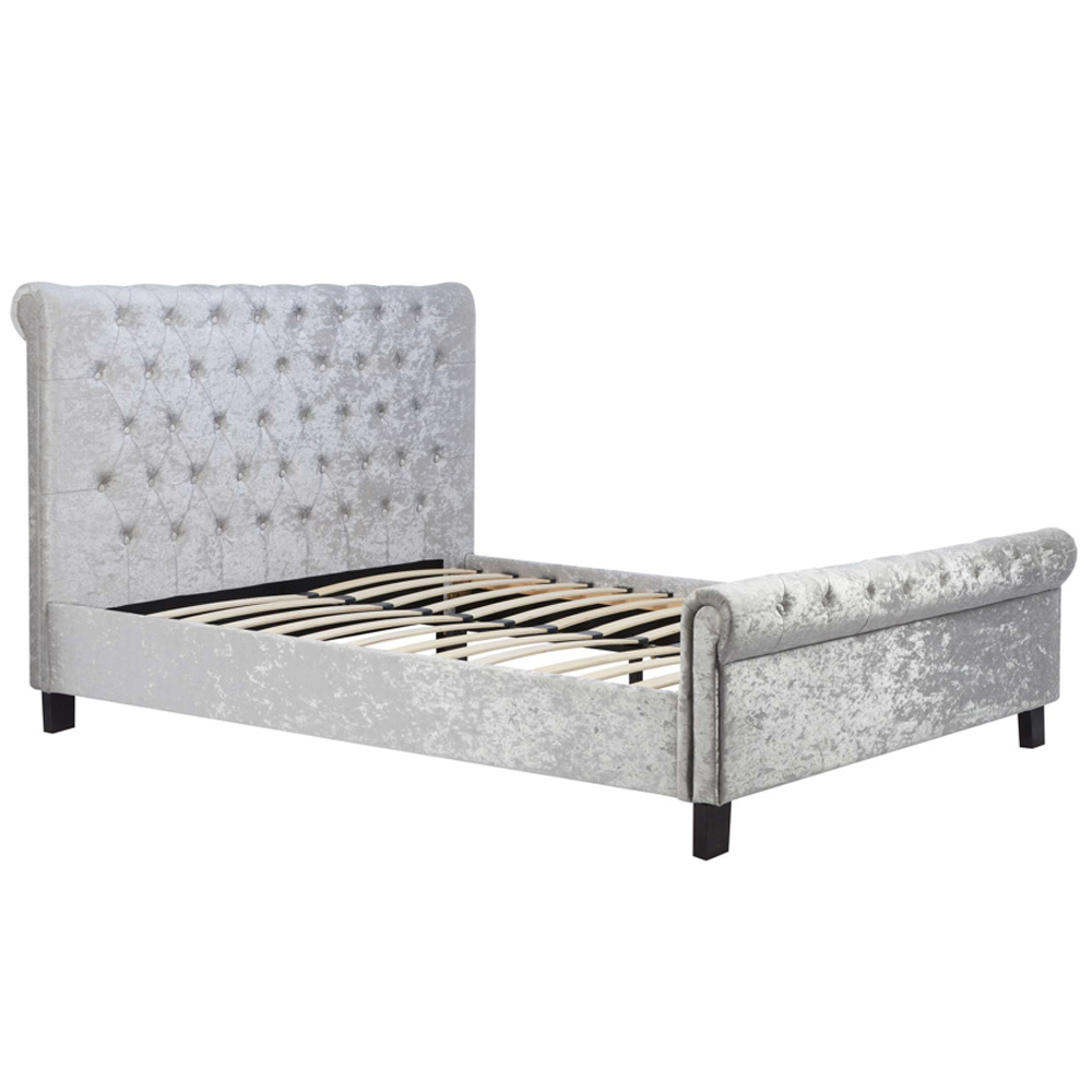 Siena Fabric Small Double Bed In Steel Crushed Velvet