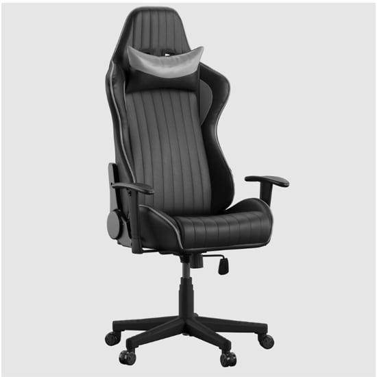 Siena Faux Leather Recliner Gaming Chair In Black And Grey_2