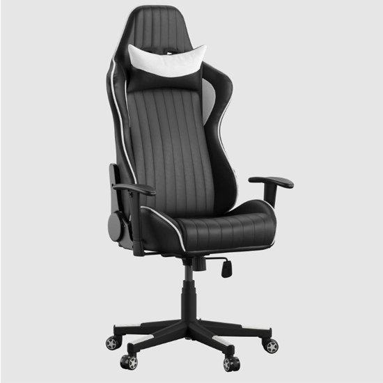 Siena Faux Leather Recliner Gaming Chair In Black And White_2