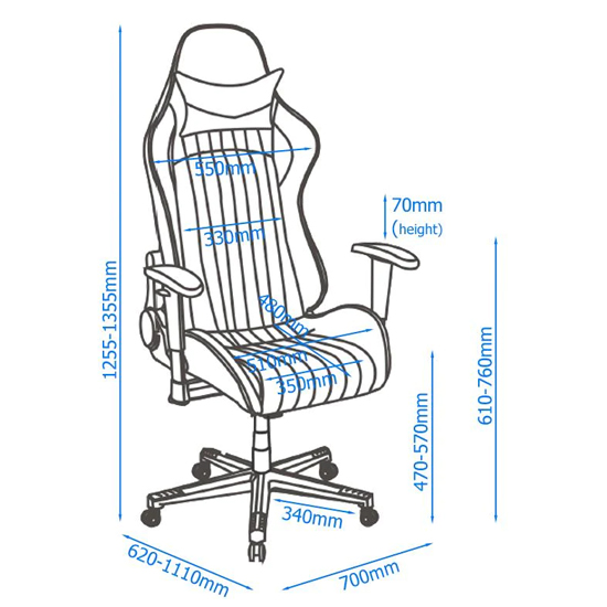 Siena Faux Leather Recliner Gaming Chair In Black And White_6