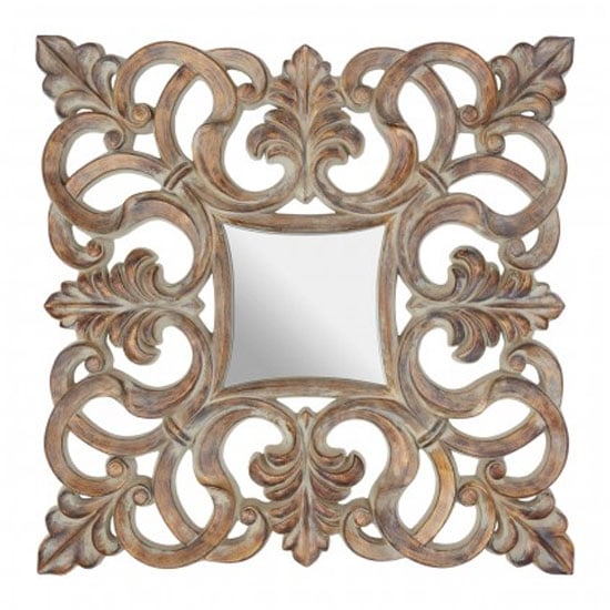 Read more about Siena intricate design wall bedroom mirror in antique wood frame