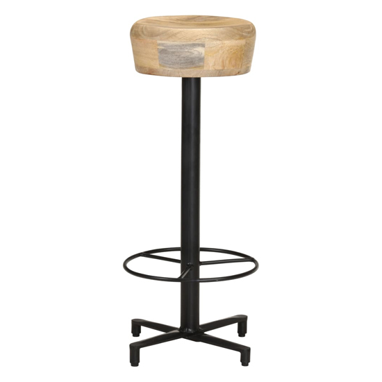 Siena Large Natural Wooden Bar Stools With Metal Base In A Pair