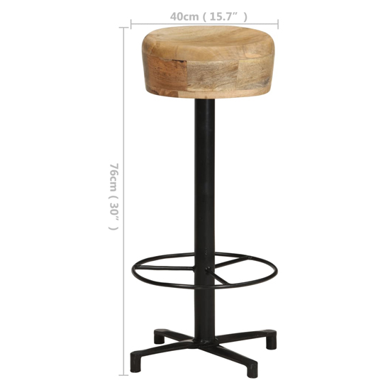 Siena Large Natural Wooden Bar Stools With Metal Base In A Pair