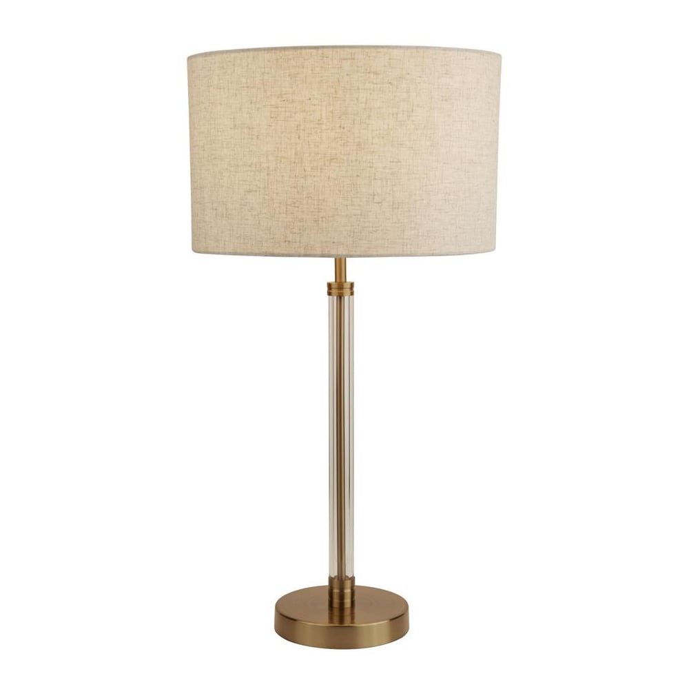 Read more about Siena oatmeal fabric shade table lamp in bronze