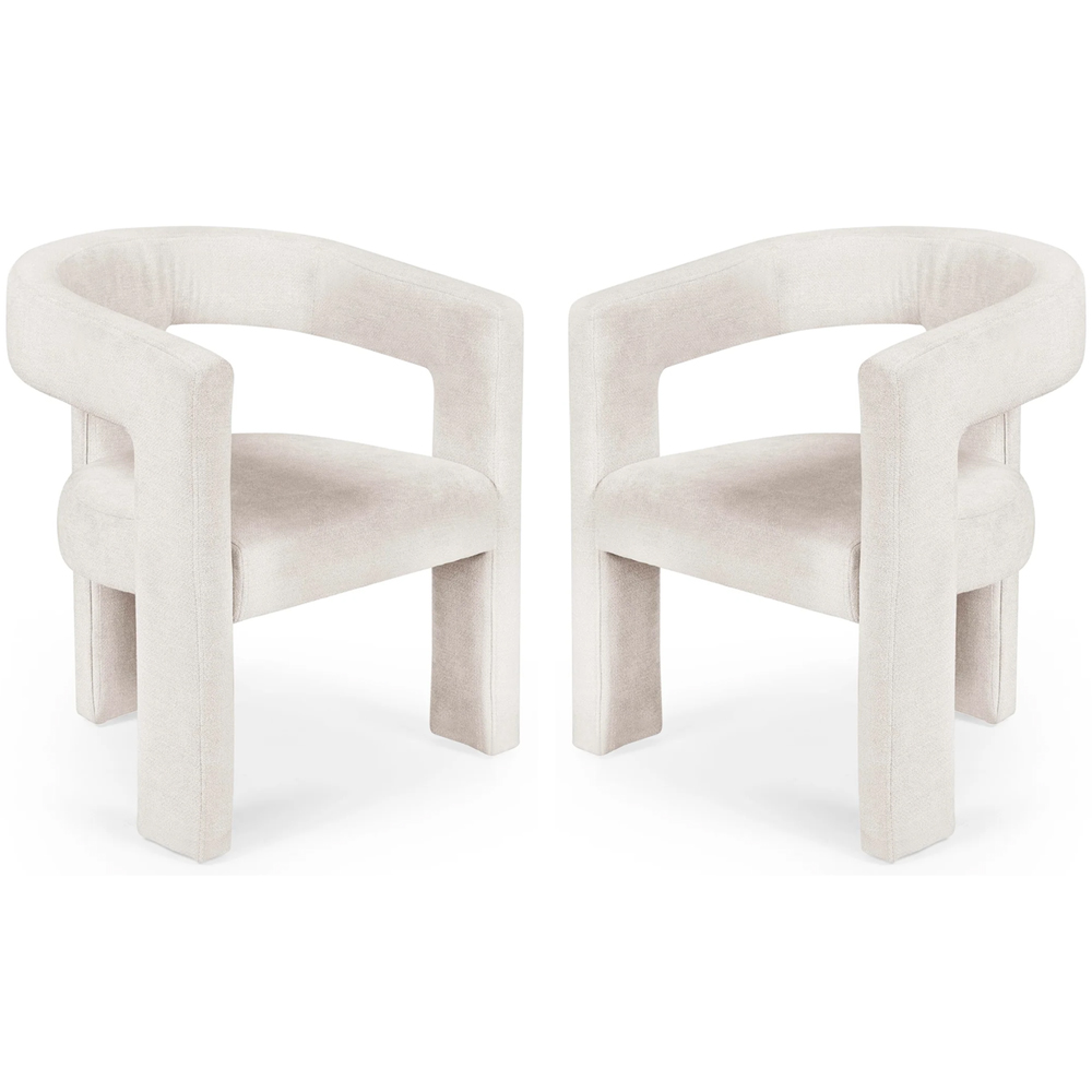 Siena White Fabric Dining Chairs - Pair