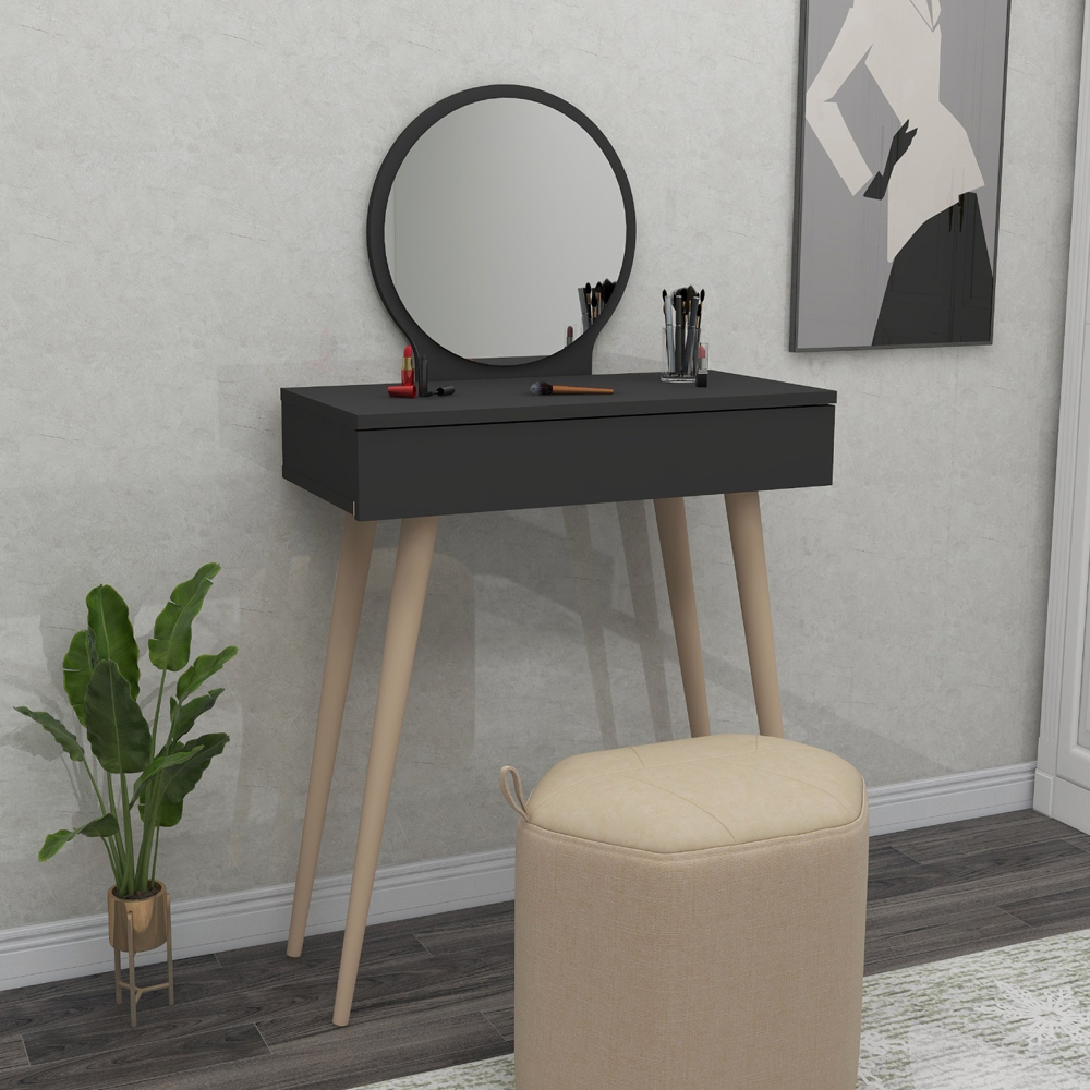Siena Wooden Dressing Table with Mirror in Anthracite
