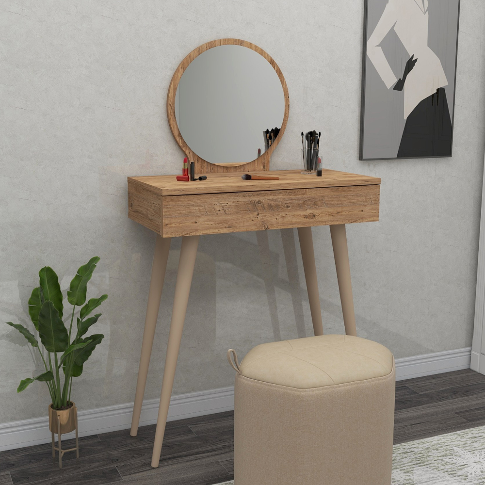 Siena Wooden Dressing Table with Mirror in Atlantic Pine