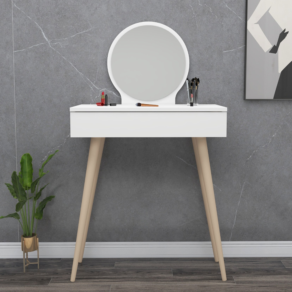 Siena Wooden Dressing Table with Mirror in White
