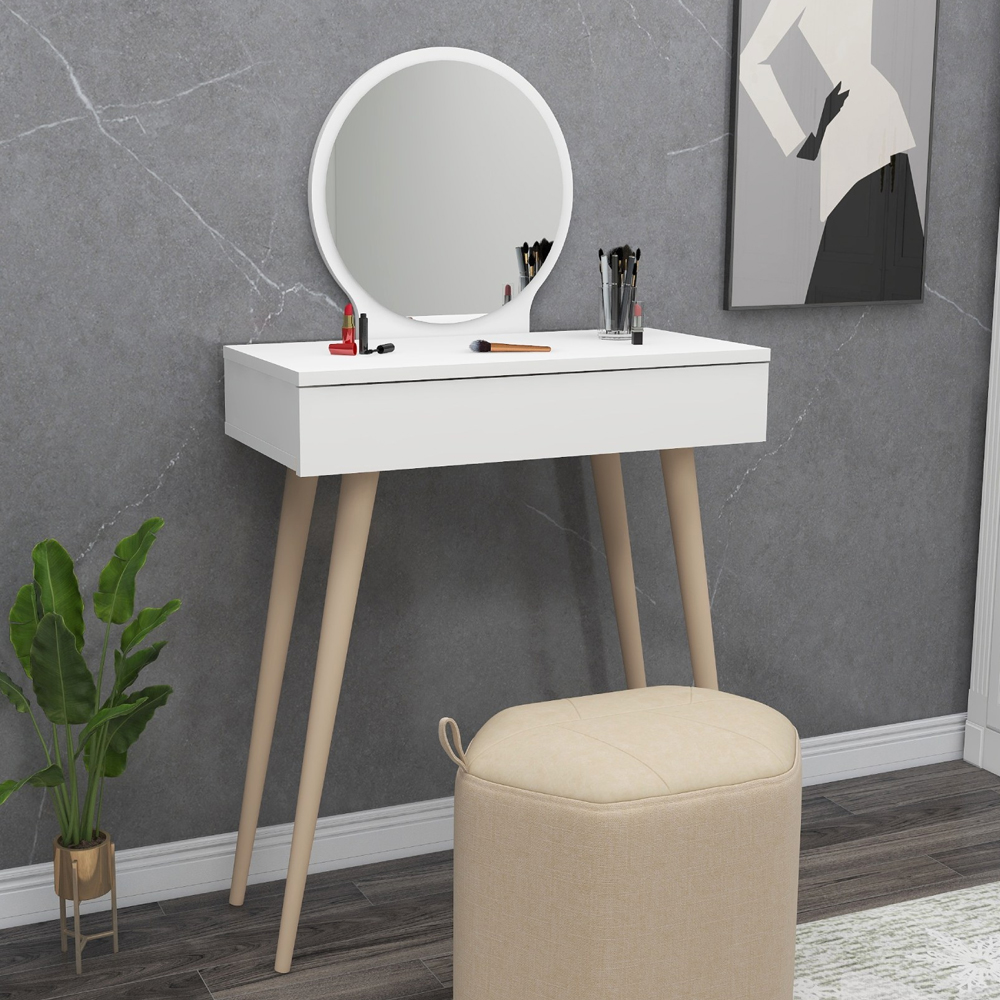 Siena Wooden Dressing Table with Mirror in White