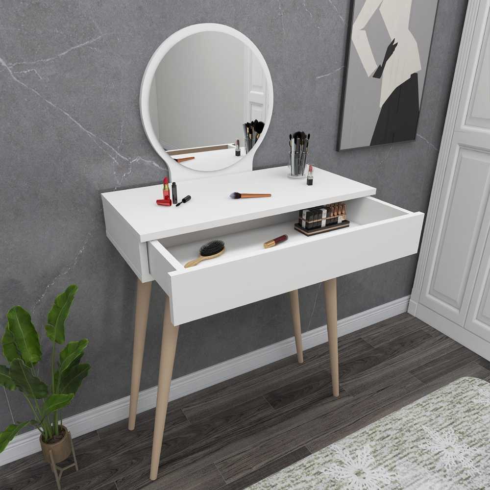 Siena Wooden Dressing Table with Mirror in White