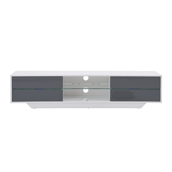 Sienna High Gloss TV Stand In White And Grey With LED Lighting
