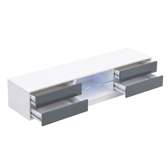 Sienna High Gloss TV Stand In White And Grey With LED Lighting