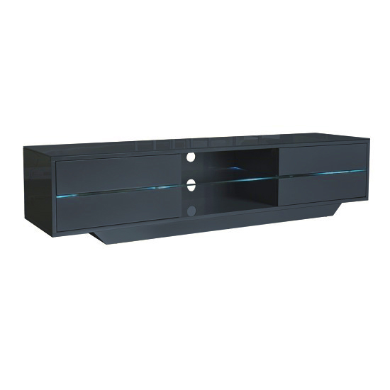 Sienna TV Stand In Grey High Gloss With Multi LED Lighting Furniture