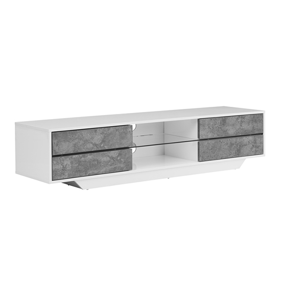 Sienna High Gloss TV Stand In White And Concrete Effect With LED_3