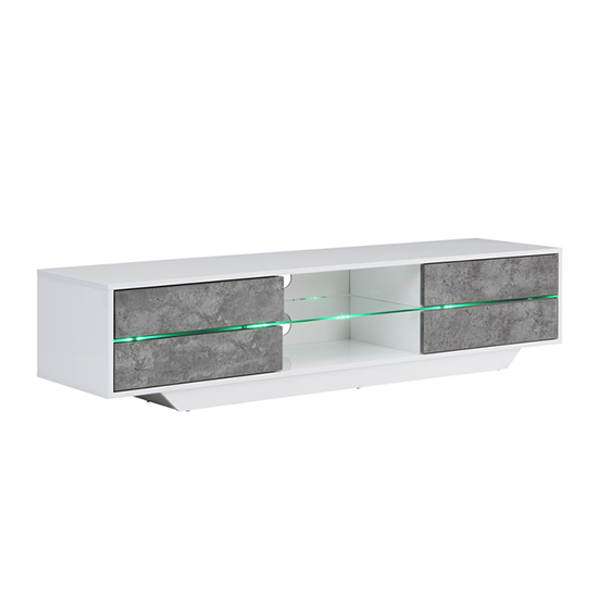 Sienna High Gloss TV Stand In White And Concrete Effect With LED_5