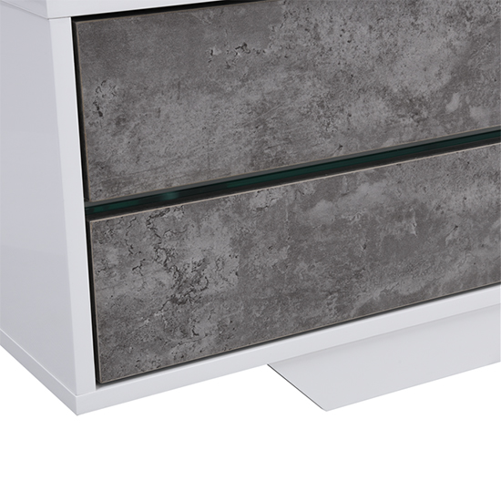 Sienna High Gloss TV Stand In White And Concrete Effect With LED_6