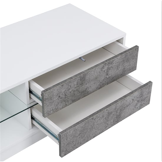Sienna High Gloss TV Stand In White And Concrete Effect With LED_8