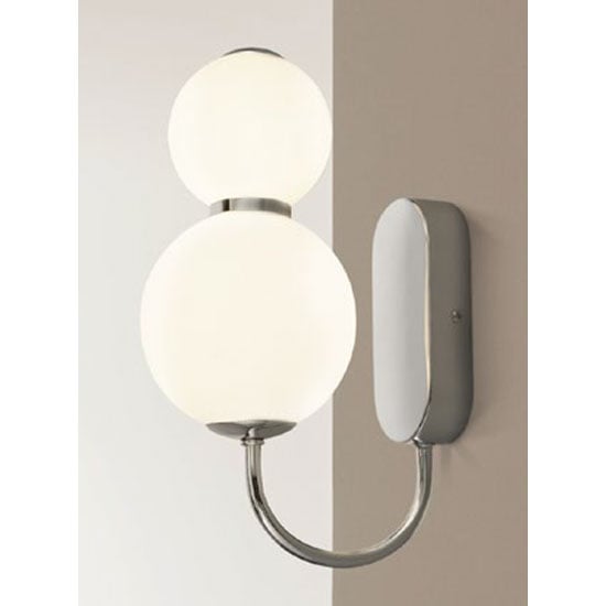 Photo of Sierra 2 lamp wall light in chrome with opal glass shades