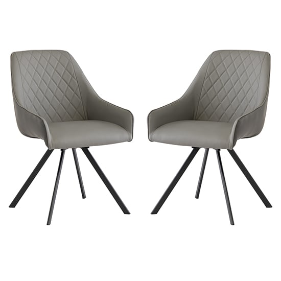 Product photograph of Sierra Light Grey Faux Leather Dining Chairs Swivel In Pair from Furniture in Fashion