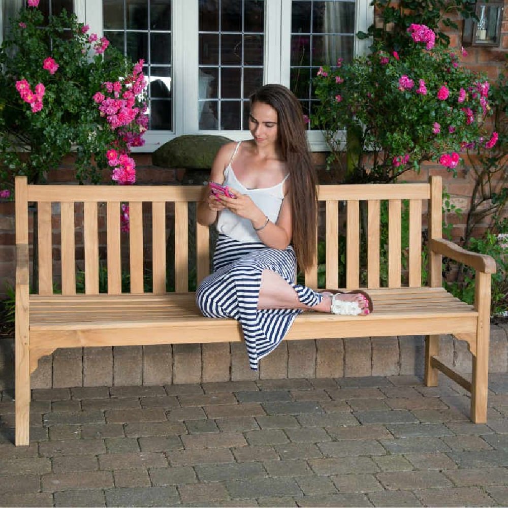 Product photograph of Sierra Large Wooden Garden Seating Bench In Teak from Furniture in Fashion
