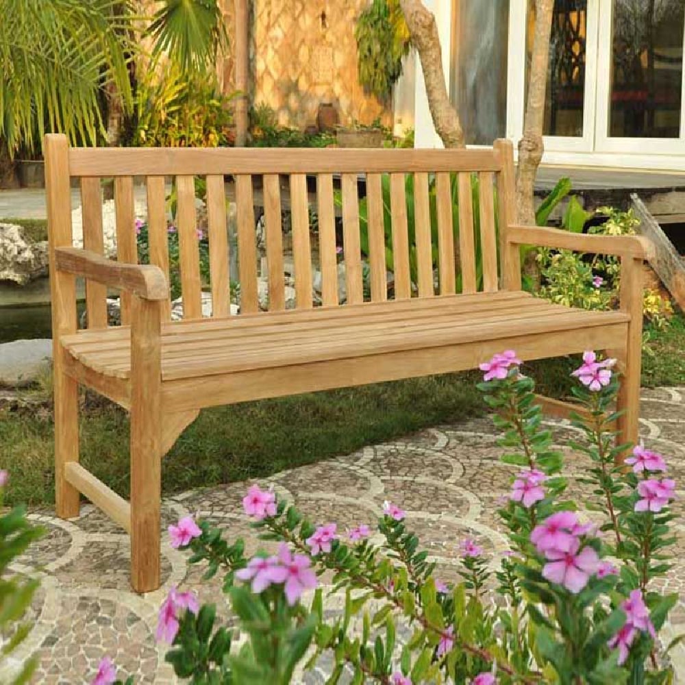 Product photograph of Sierra Medium Wooden Garden Seating Bench In Teak from Furniture in Fashion