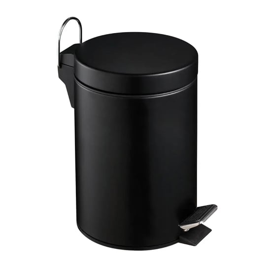 Product photograph of Sierra Metal 3 Litre Pedal Bin In Matte Black from Furniture in Fashion