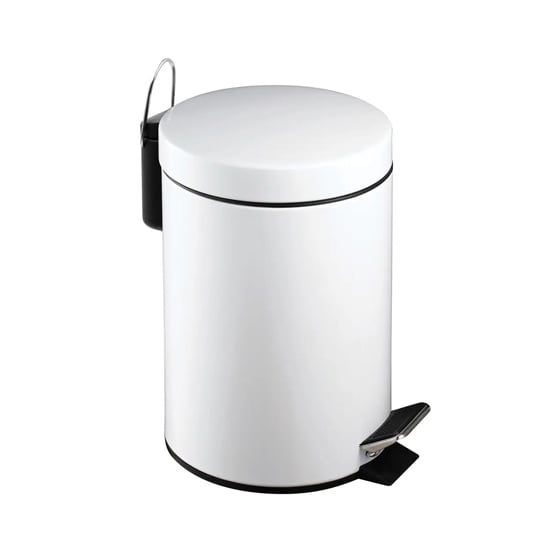 Product photograph of Sierra Metal 3 Litre Pedal Bin In White from Furniture in Fashion