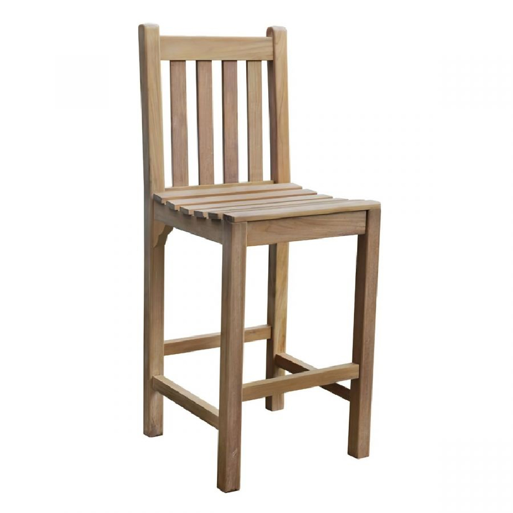 Sierra Teak Wooden Outdoor Bar Stools In Pair
