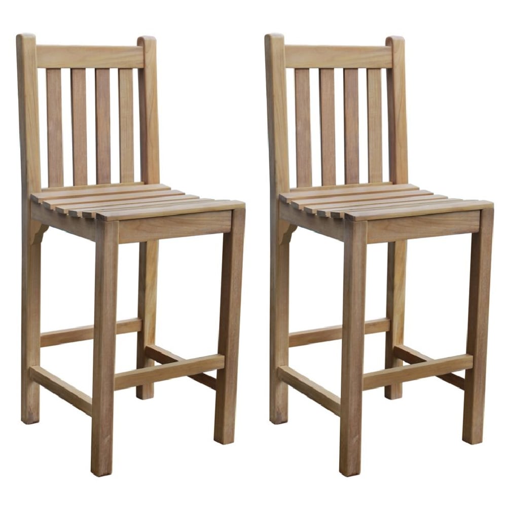 Product photograph of Sierra Teak Wooden Outdoor Bar Stools In Pair from Furniture in Fashion