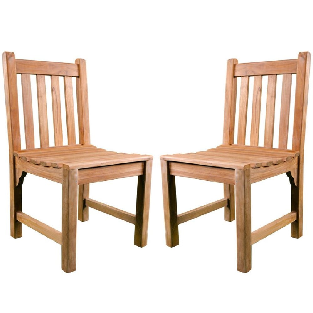 Product photograph of Sierra Teak Wooden Outdoor Side Chairs In Pair from Furniture in Fashion