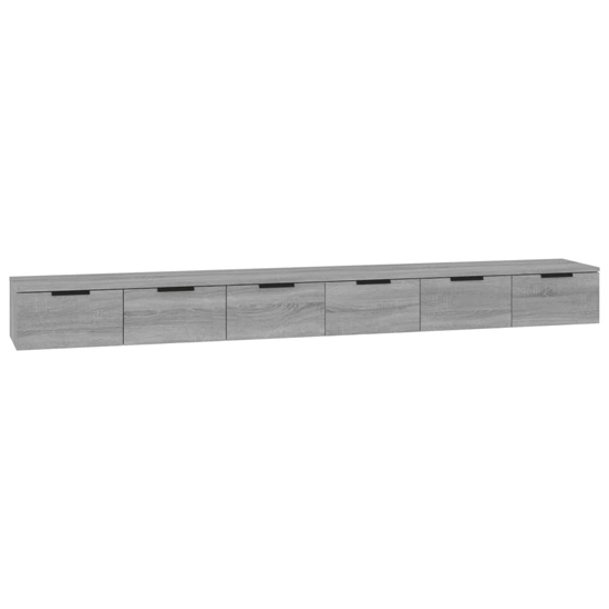 Sierra Wall Mounted Wooden TV Stand With 6 Drawers in Grey Oak