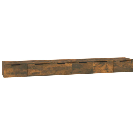 Sierra Wall Hung Wooden TV Stand With 6 Drawers In Smoked Oak