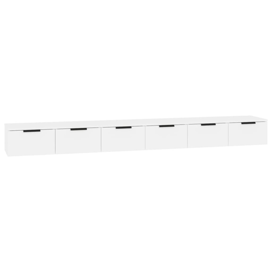 Sierra Wall Mounted Wooden TV Stand With 6 Drawers in White